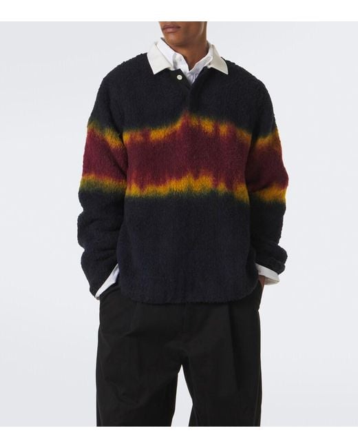 Sacai Blue Knitted Wool-Blend Cardigan for men