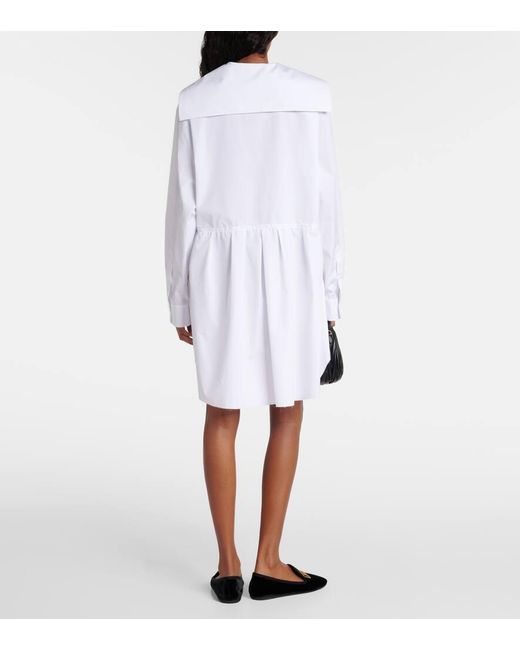 Vestido camisero de popelin de algodon Miu Miu de color White