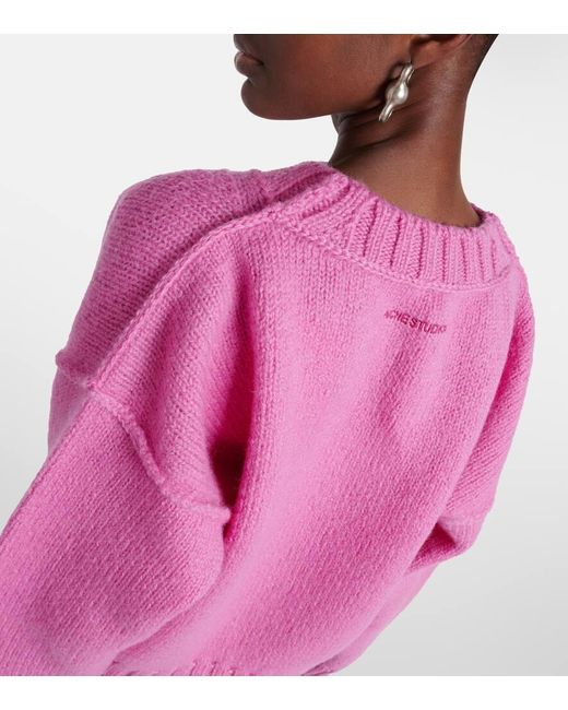 Acne Pink Cropped-Pullover Kryptona aus Wolle