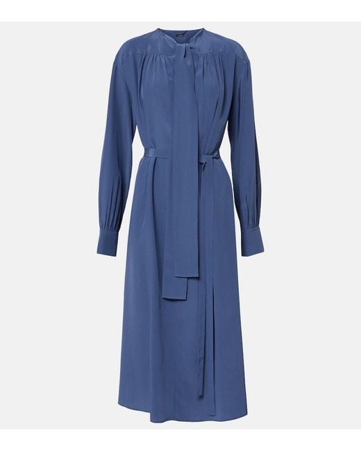 Robe Midi Bolero En Crepe De Soie Joseph en coloris Blue