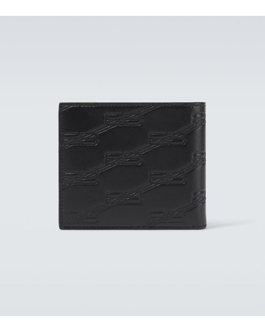 Balenciaga Embossed Monogram Quadratische Falt-Brieftasche Aus Boxkalbleder in Black für Herren