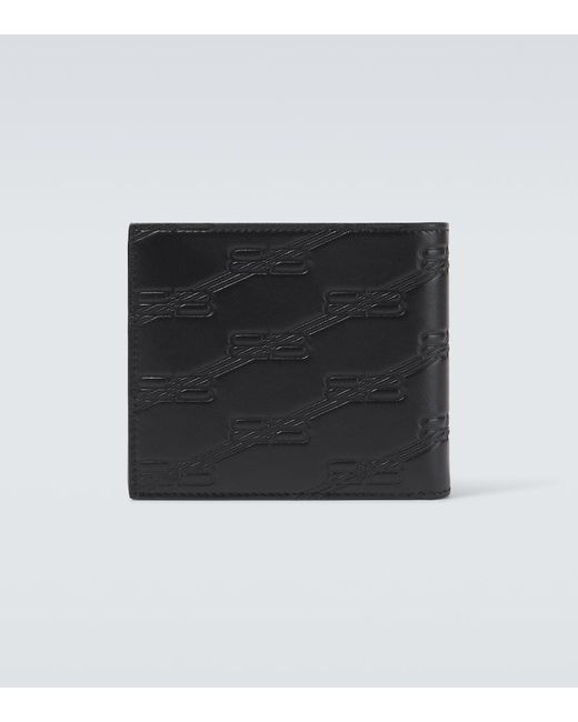 Balenciaga Embossed Monogram Quadratische Falt-Brieftasche Aus Boxkalbleder in Black für Herren
