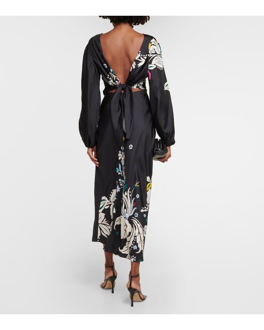 Dorothee Schumacher Flower Whirl Silk Midi Dress in Black | Lyst