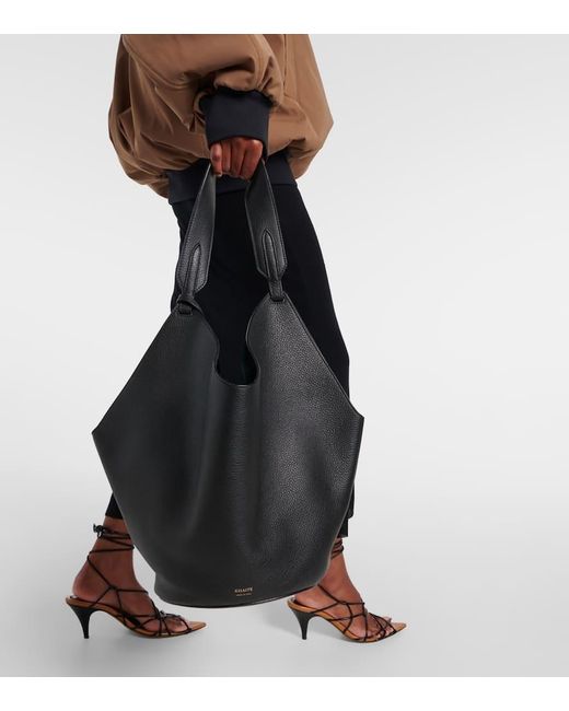 Khaite Black Tote Bag Lotus Medium Aus Leder