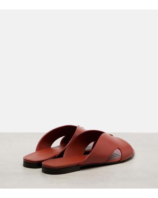 Loro Piana Brown Vera Leather Slides