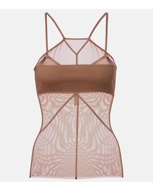 Rick Owens Brown Sl Combo Semi-Sheer Top