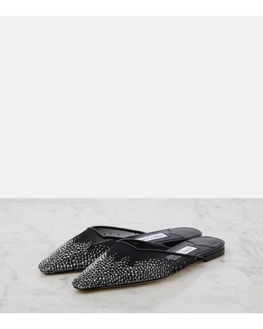 Jimmy Choo Black Vivi Embellished Mesh Mules