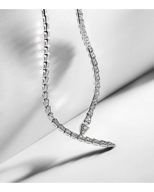 Collar Serpenti Viper De Oro Blanco De 18 Ct Con Diamantes BVLGARI de color White
