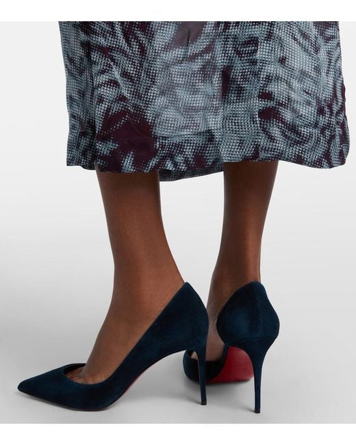 Christian Louboutin Blue Iriza 85 Suede D'Orsay Pumps