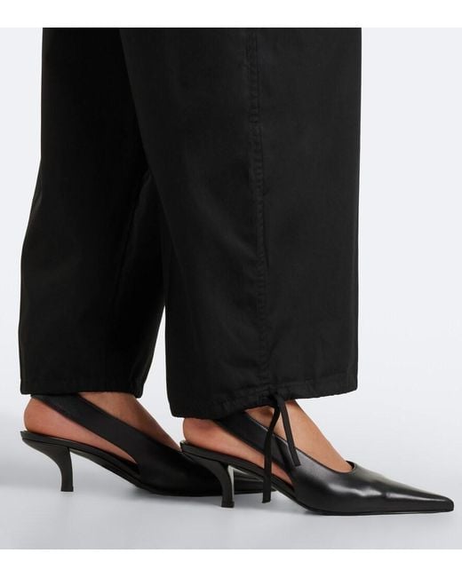 Totême Black Leather Slingback Pumps