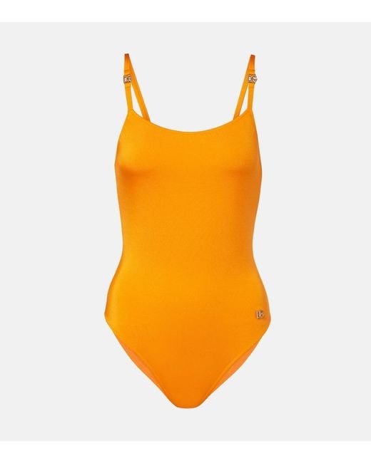 Dolce & Gabbana Orange Dg Swimsuit