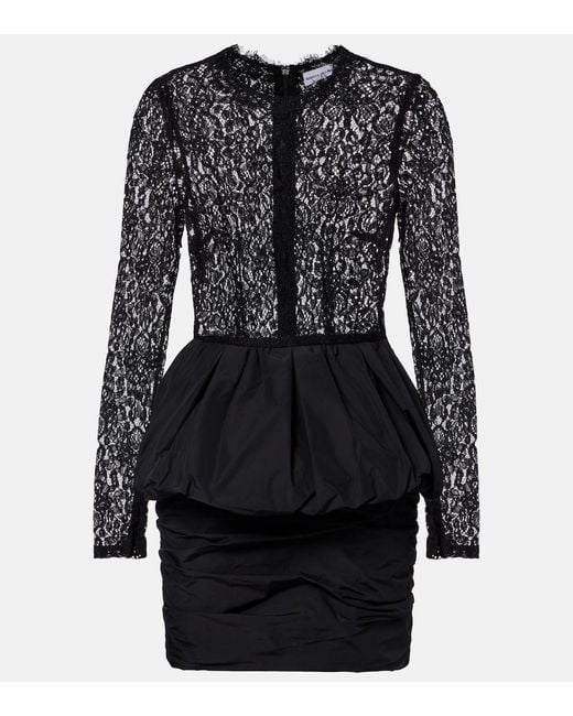 Rebecca Vallance Black Dixie Peplum Lace And Taffeta Minidress