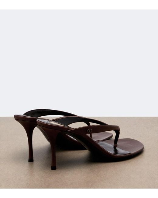 Saint Laurent Black Sue Leather Thong Sandals