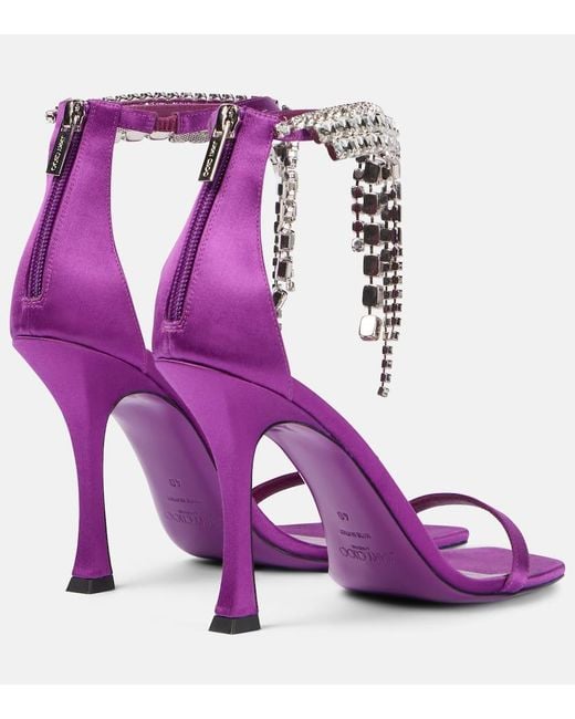 Jimmy Choo Purple Sandalen Verity 100 Aus Satin Mit Kristallen