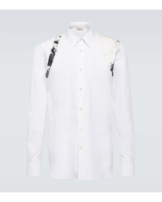 Alexander McQueen Hemd Fold Harness aus Baumwollpopeline in White für Herren