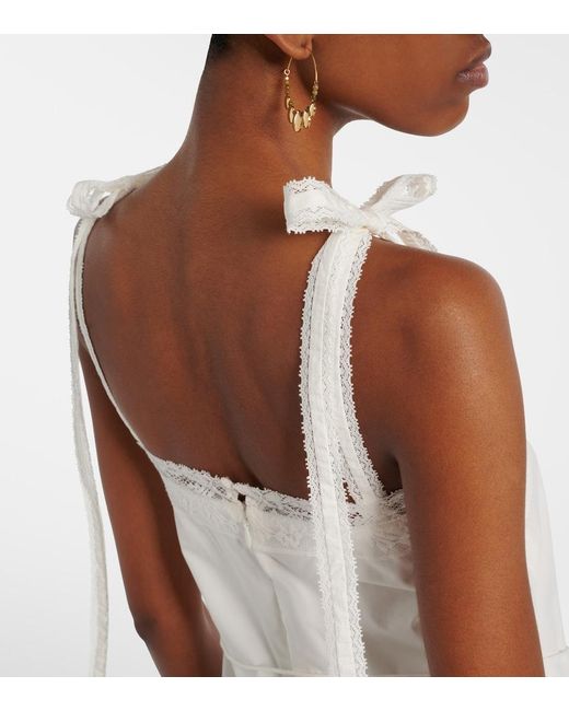 Faithfull The Brand White Reine Lace-Trimmed Cotton Romper