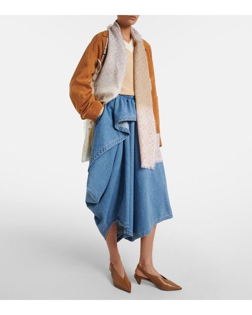 Loewe White Anagram Wool, Silk And Cashmere Scarf