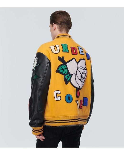 Undercover Orange Applique Wool-Blend Varsity Jacket for men