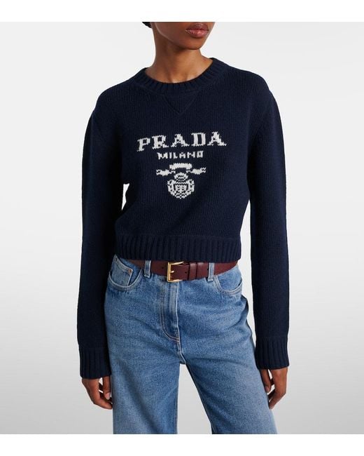 Pull En Cachemire Et Laine Prada en coloris Blue