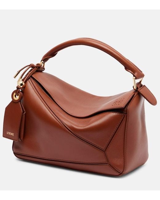 Loewe Brown Tote Bag Featherlight Puzzle Small Aus Leder