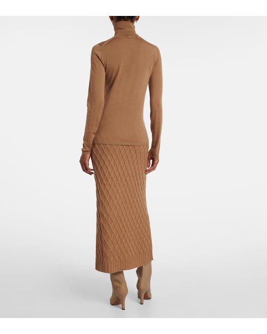 Max Mara Brown Saluto Virgin Wool Turtleneck Sweater