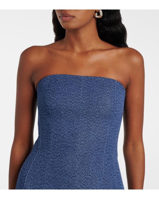 TOVE Blue Alba Strapless Denim Midi Dress