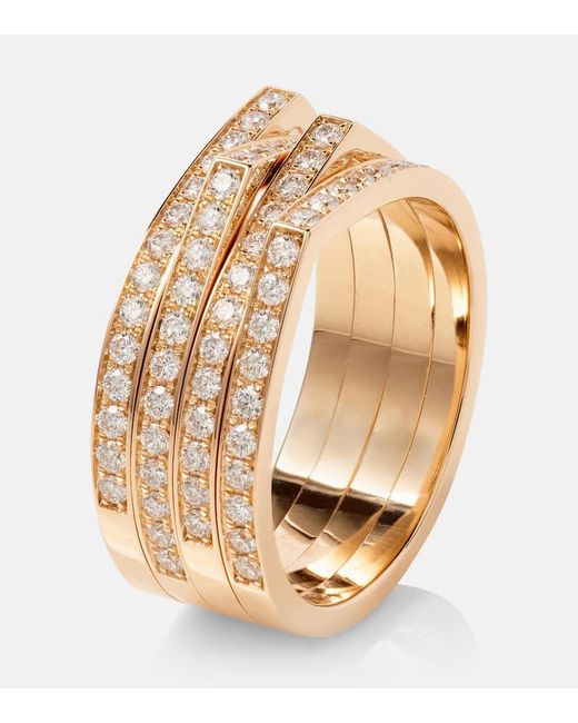 Anillo apilado Antifer de oro rosa de 18 ct con diamantes Repossi de color Metallic