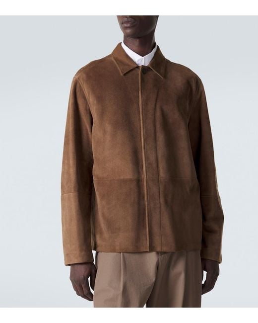 The Row Brown Ulrich Paneled Suede Jacket for men