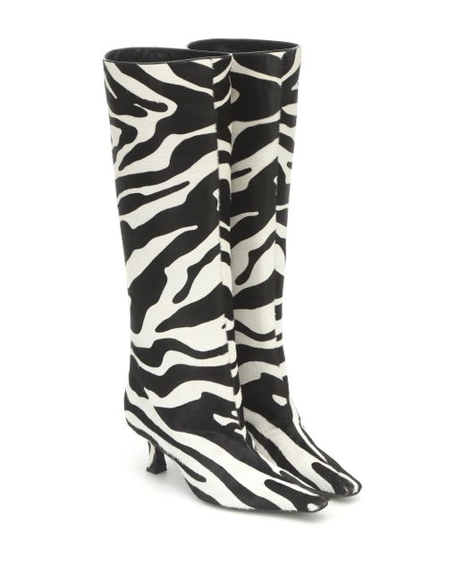 Magda Butrym Black Zebra-print Calf Hair Knee-high Boots