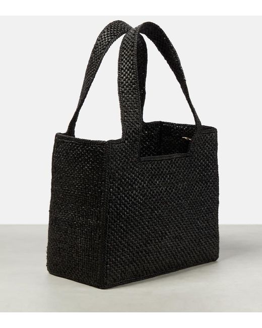 Loewe Black X Paula's Ibiza Medium Logo-Print Raffia-Blend Top-Handle Bag
