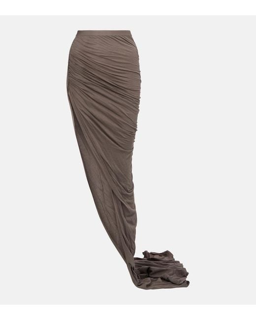 Rick Owens Brown Edfu Cotton Maxi Skirt