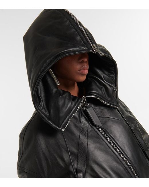 The Attico Black Oversize-Bomberjacke Aus Leder