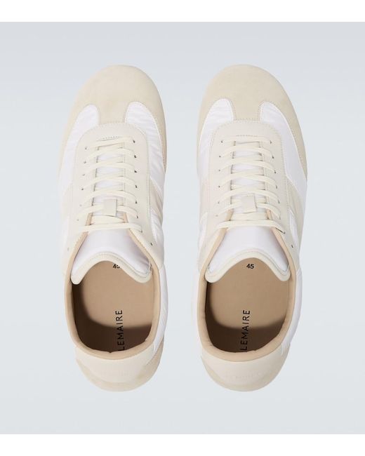 Lemaire White Soft Suede-Trimmed Sneakers for men