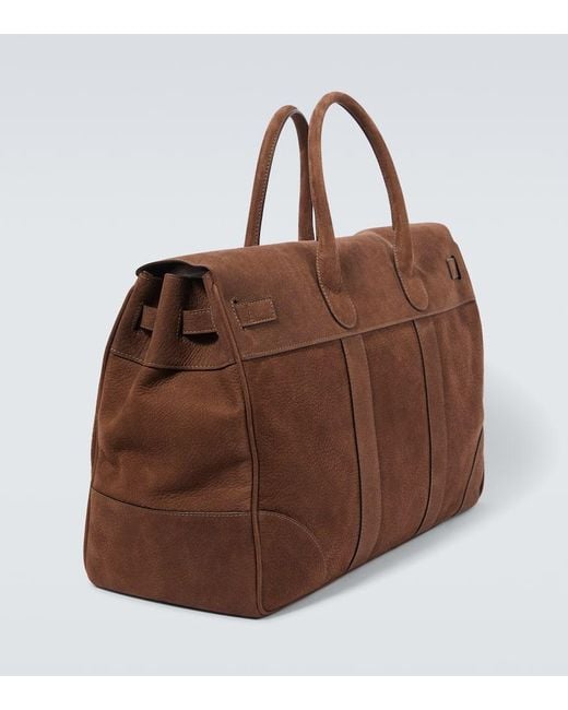 Brunello Cucinelli Brown Leather Duffel Bag for men