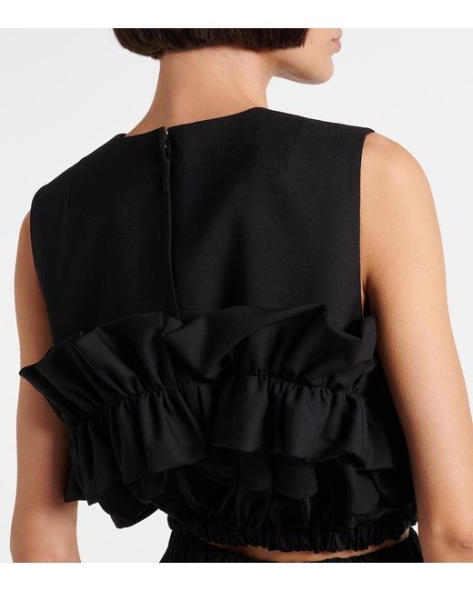 Noir Kei Ninomiya Black Ruffled Wool Top