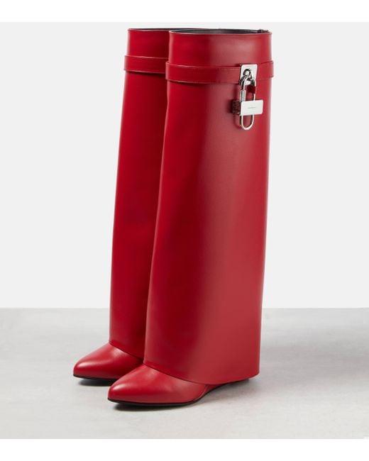 Givenchy Red Shark Lock Boots