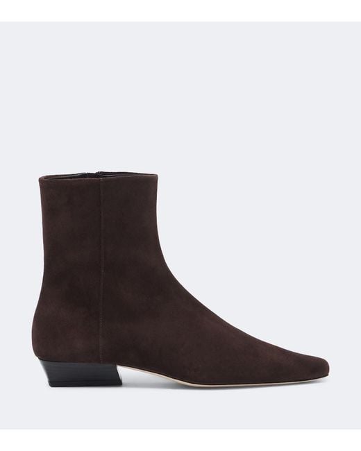 Staud Brown Wally Suede Ankle Boots