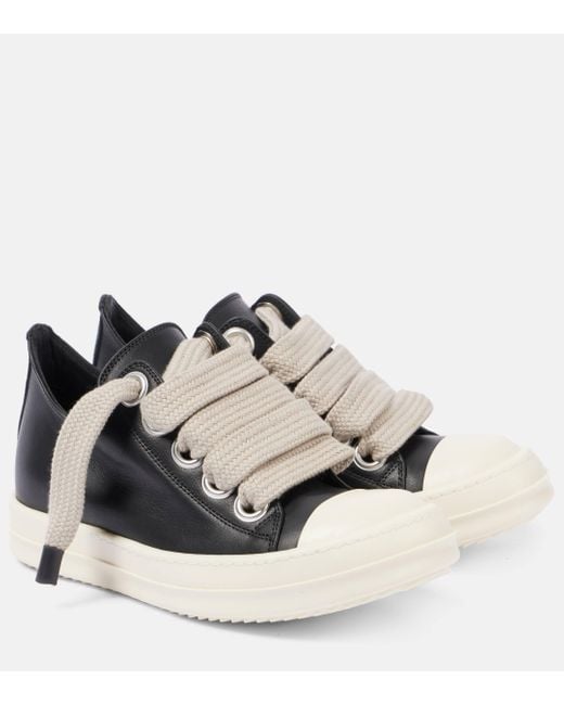 Rick Owens White Jumbo Lace Leather Sneakers
