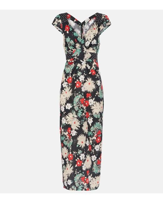 Rixo White Carey Floral Cotton Midi Dress