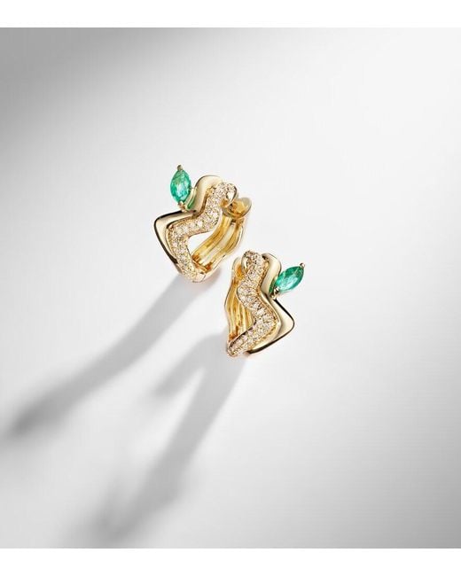 SHAY White 18Kt Earrings With Diamonds And Emeralds