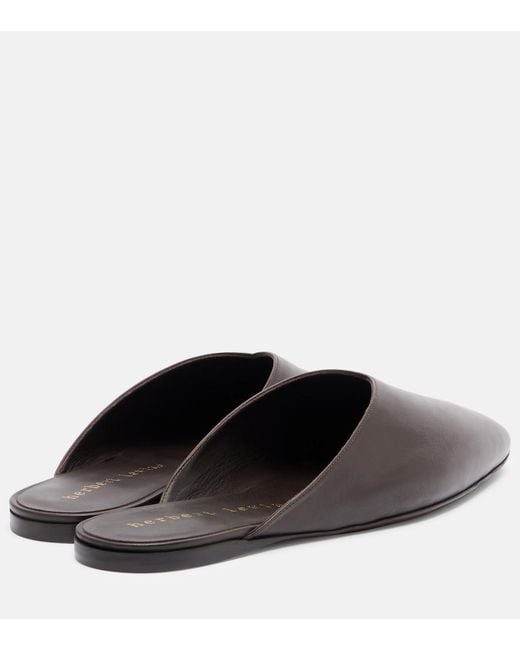 Herbert Levine Brown Homebody Leather Mules