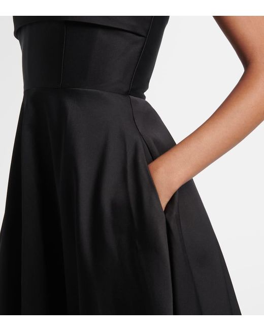 Roland Mouret Black Pleated Taffeta Corset Gown