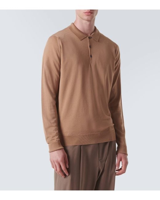 John Smedley Brown Cotswold Wool Polo Sweater for men