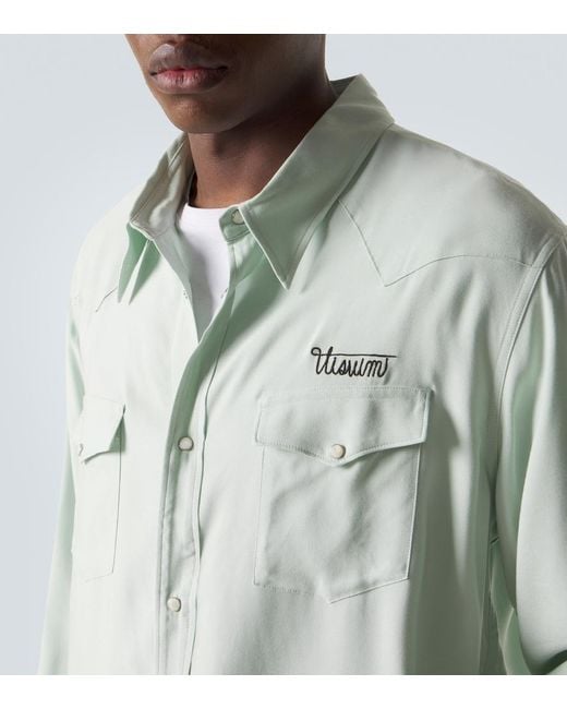 Visvim Green Four Corners Printed Canvas Shirt for men