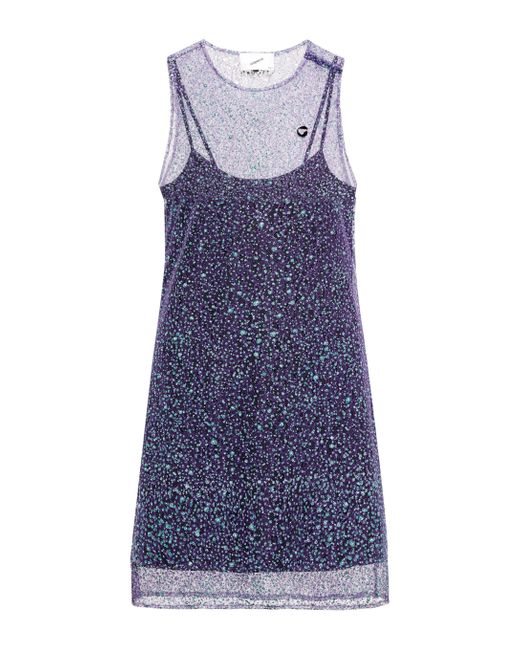 Coperni Blue Crystal-embellished Lace Minidress