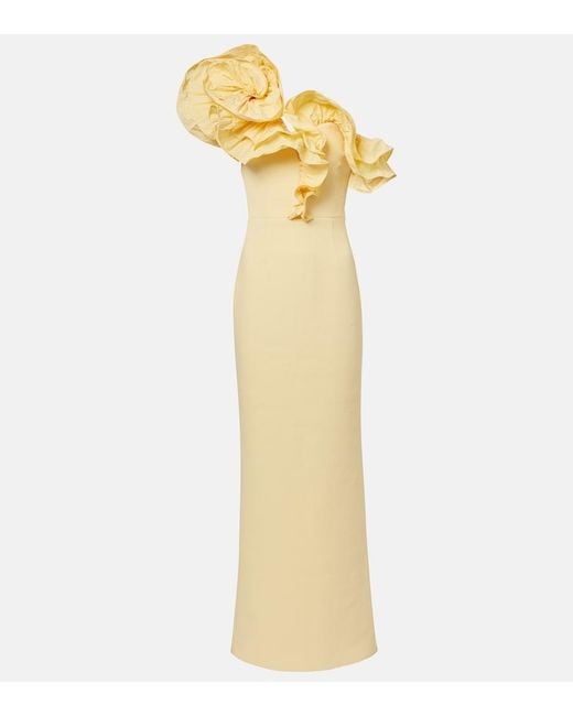 Rebecca Vallance Metallic Lulu One-Shoulder Crepe Maxi Dress