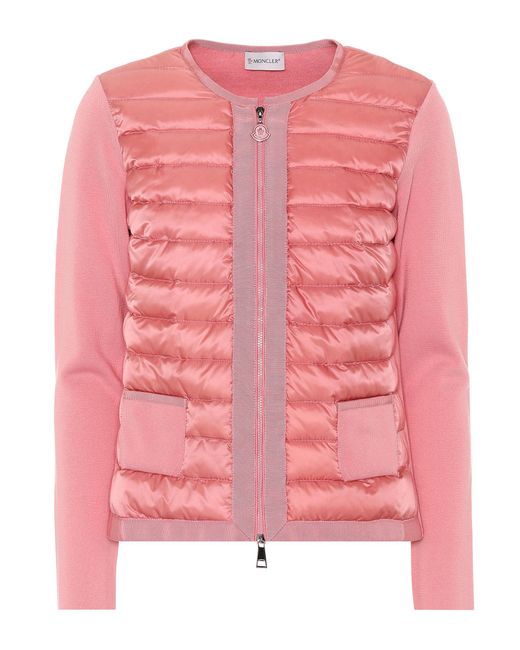 Moncler Pink Quilted Down Cardigan