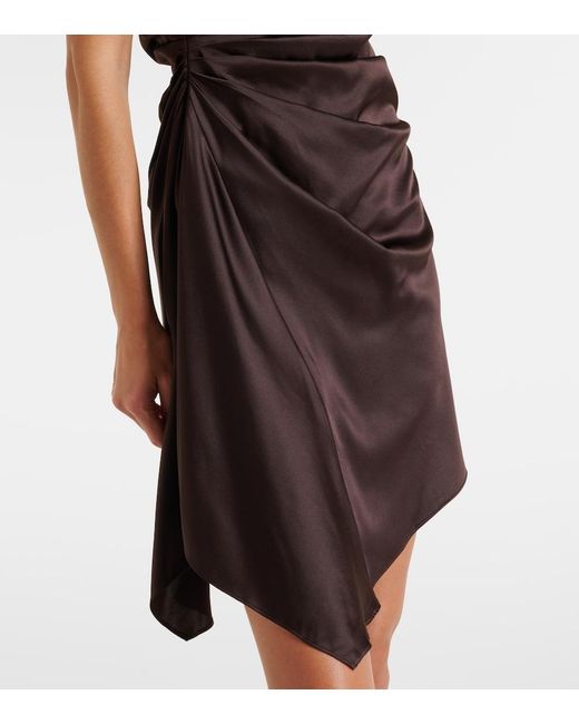 Staud Black Adriana Draped Silk-Blend Minidress