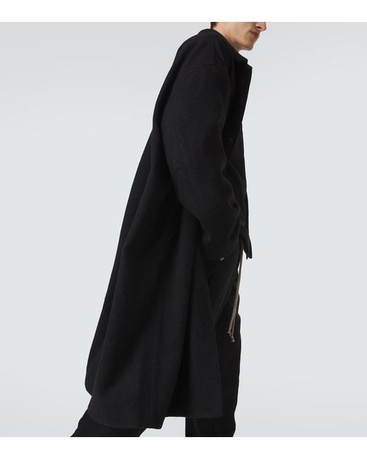 Rick Owens Black Brad Virgin Wool Coat for men