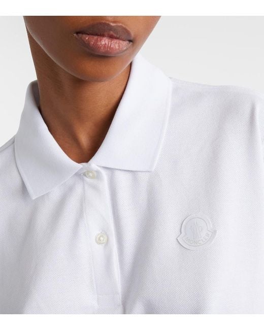 Moncler White Cotton Pique Polo Shirt